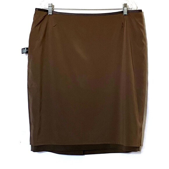 Lafayette 148 New York Suit Skirt Womens Size 16 Petite Brown Pencil Lined NWOT - Picture 7 of 11